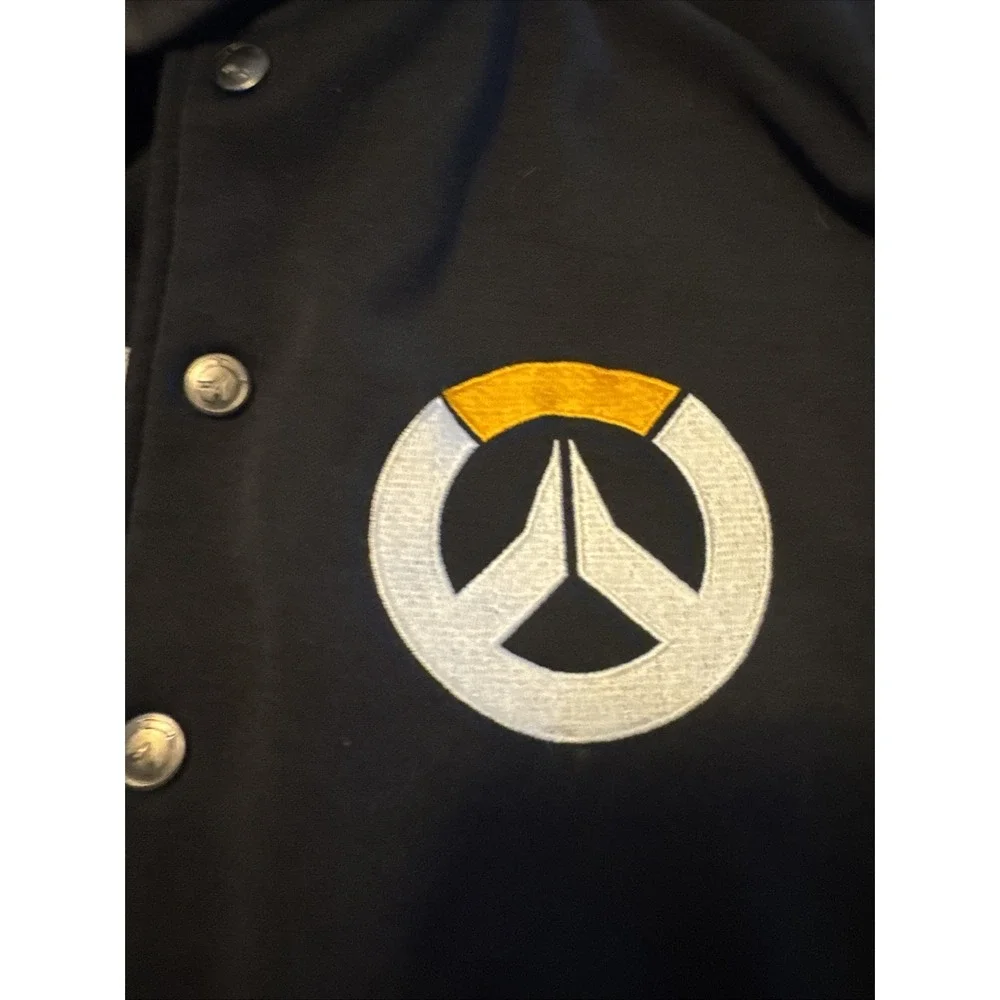 Blizzard Overwatch‎ Jacket Mens Medium Black Gray Hooded Button Up Gamer Hoodie